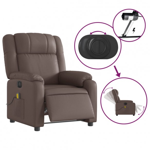 Fauteuil de massage inclinable électrique marron similicuir