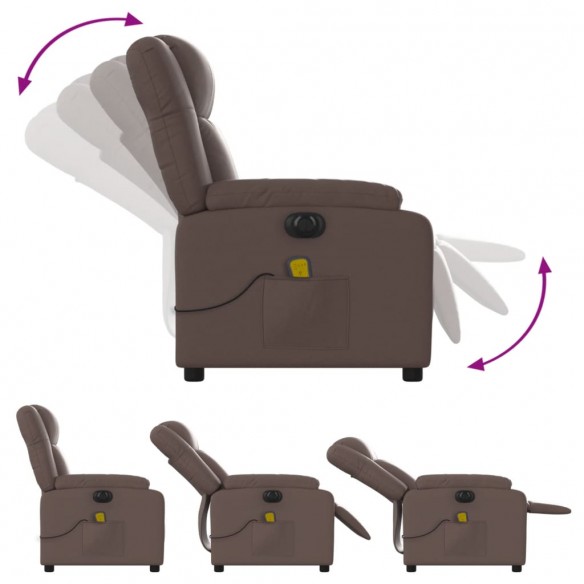 Fauteuil de massage inclinable électrique marron similicuir