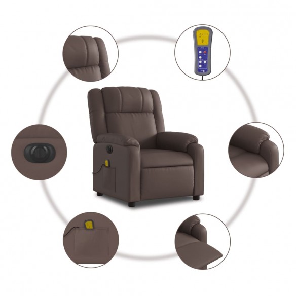 Fauteuil de massage inclinable électrique marron similicuir