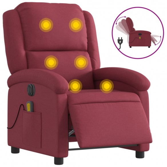 Fauteuil de massage inclinable électrique Rouge bordeaux Tissu