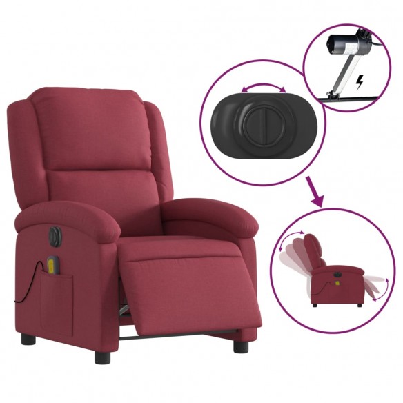 Fauteuil de massage inclinable électrique Rouge bordeaux Tissu