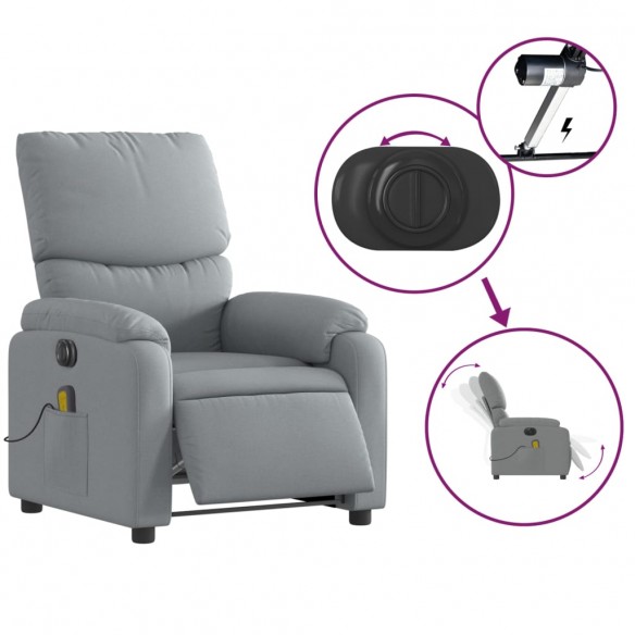 Fauteuil de massage inclinable électrique gris clair tissu