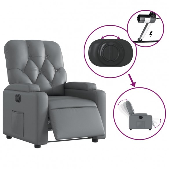 Fauteuil inclinable électrique Gris Similicuir