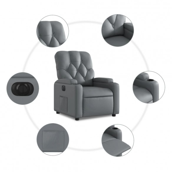 Fauteuil inclinable électrique Gris Similicuir