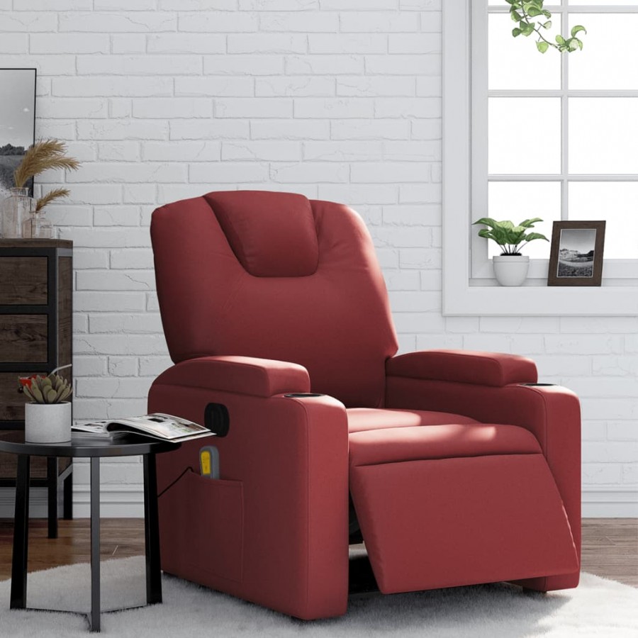 Fauteuil de massage inclinable électrique rouge bordeaux