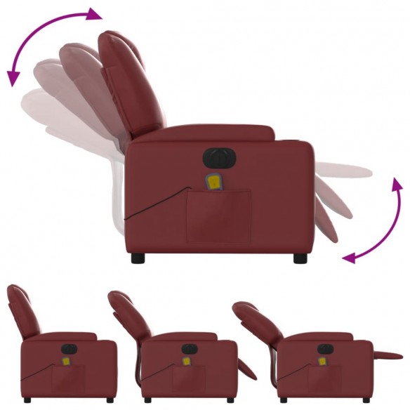 Fauteuil de massage inclinable électrique rouge bordeaux