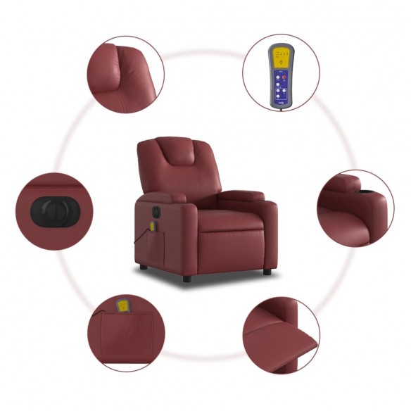 Fauteuil de massage inclinable électrique rouge bordeaux