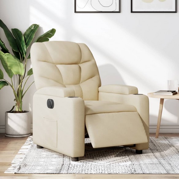 Fauteuil inclinable électrique Crème Tissu