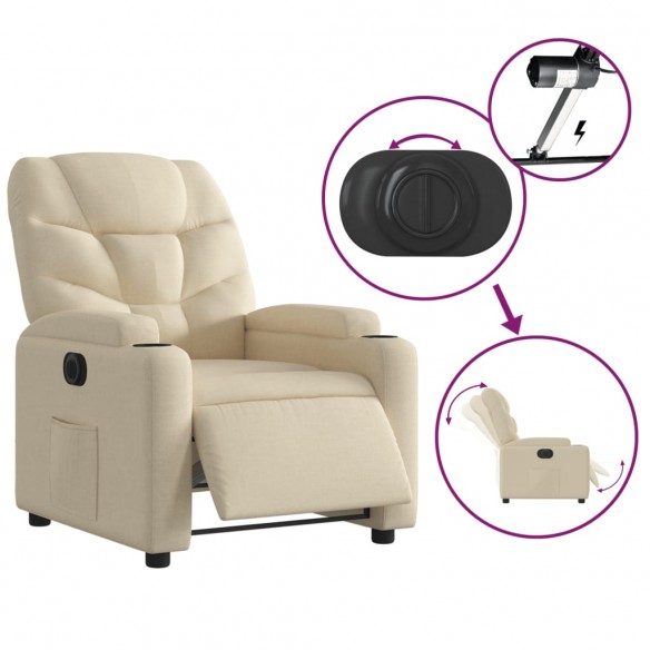 Fauteuil inclinable électrique Crème Tissu