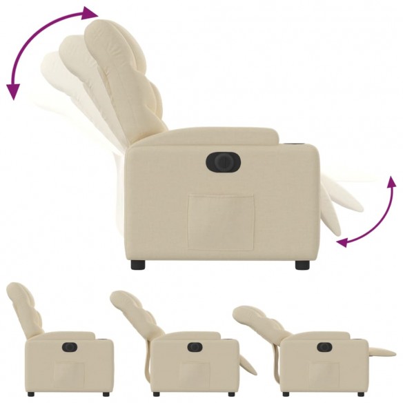 Fauteuil inclinable électrique Crème Tissu