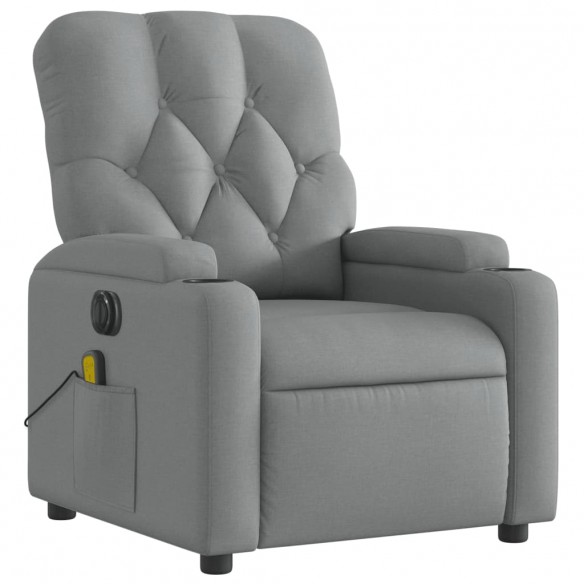 Fauteuil de massage inclinable électrique gris clair tissu