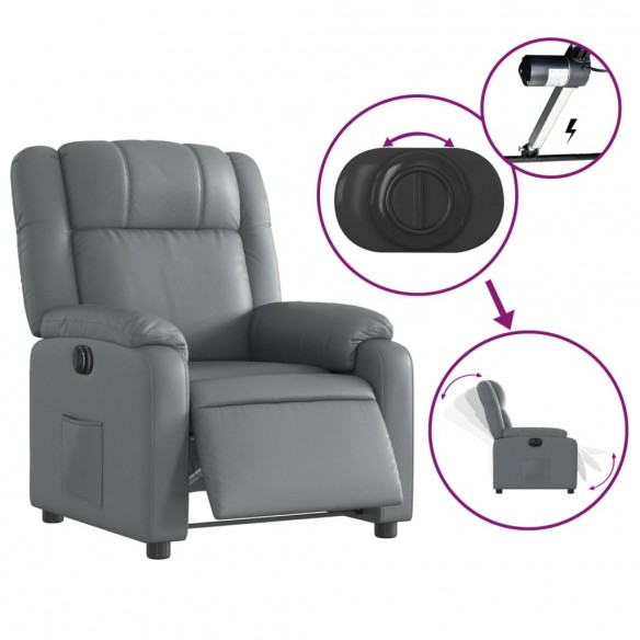 Fauteuil inclinable électrique Gris Similicuir