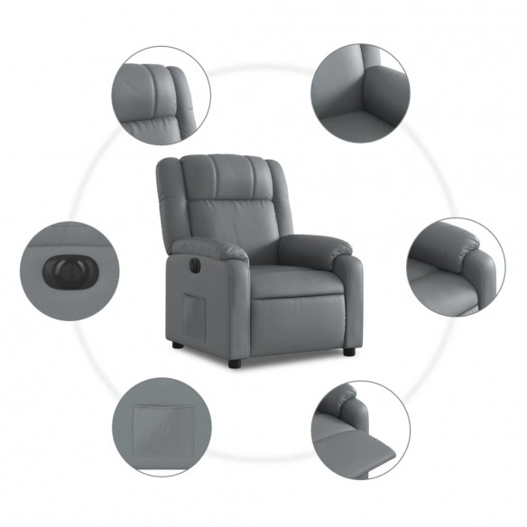 Fauteuil inclinable électrique Gris Similicuir