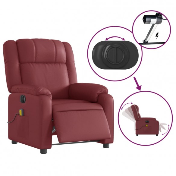 Fauteuil de massage inclinable électrique rouge bordeaux