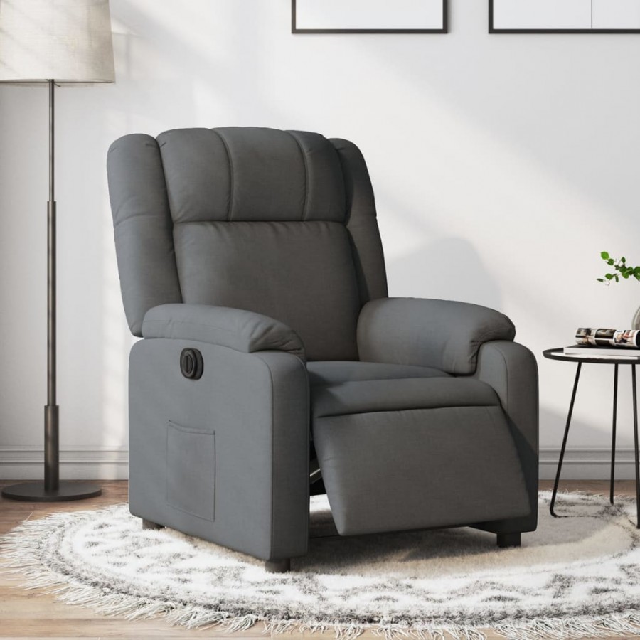 Fauteuil inclinable électrique Gris foncé Tissu