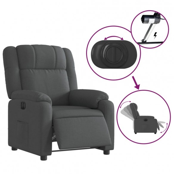 Fauteuil inclinable électrique Gris foncé Tissu