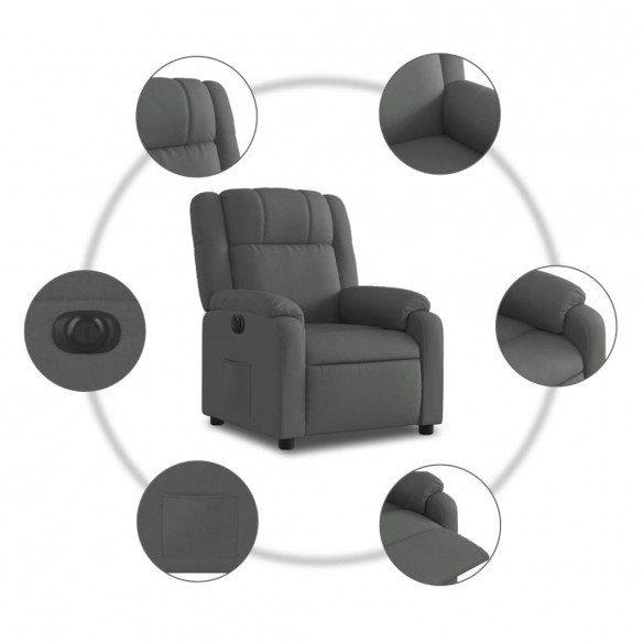 Fauteuil inclinable électrique Gris foncé Tissu