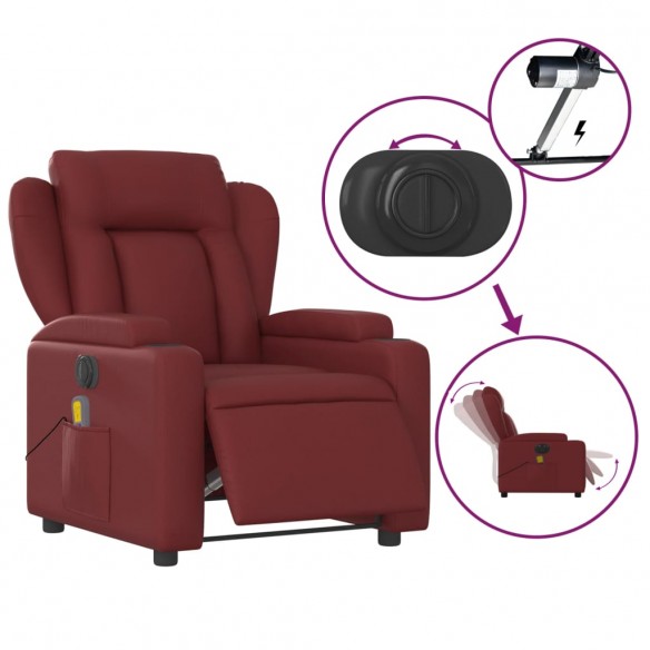 Fauteuil de massage inclinable électrique rouge bordeaux