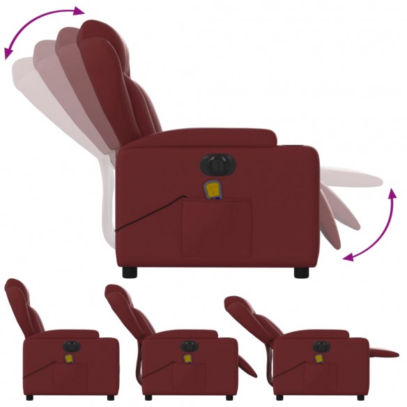 Fauteuil de massage inclinable électrique rouge bordeaux