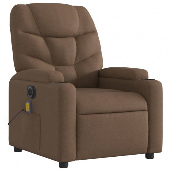 Fauteuil inclinable de massage électrique marron tissu