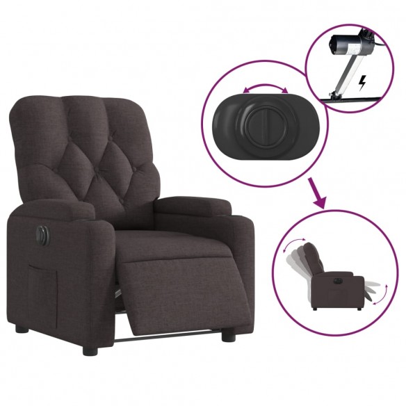 Fauteuil inclinable électrique Marron foncé Tissu