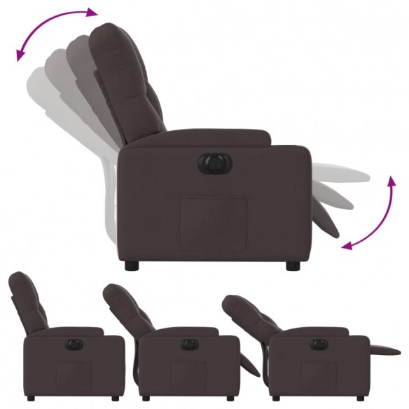 Fauteuil inclinable électrique Marron foncé Tissu