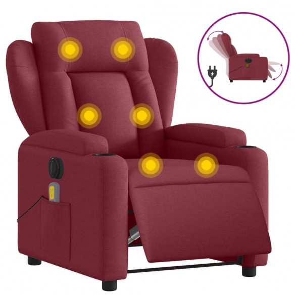 Fauteuil de massage inclinable électrique Rouge bordeaux Tissu