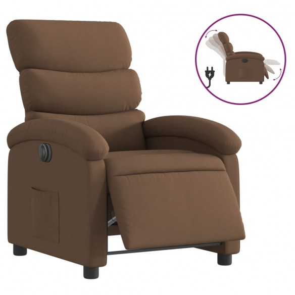 Fauteuil inclinable électrique Marron Tissu