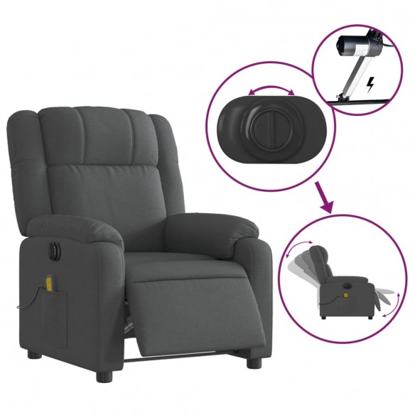 Fauteuil inclinable de massage électrique gris foncé tissu