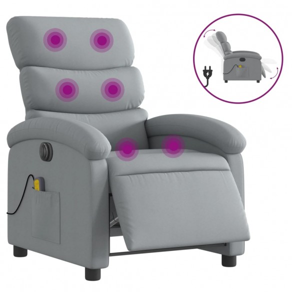 Fauteuil de massage inclinable électrique gris clair tissu