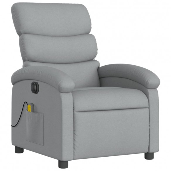 Fauteuil de massage inclinable électrique gris clair tissu