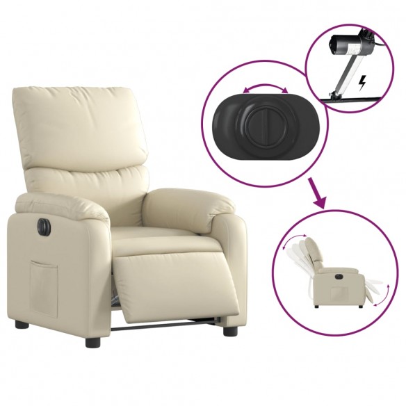 Fauteuil inclinable électrique Crème Similicuir