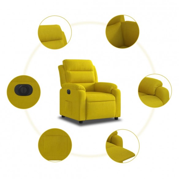 Fauteuil inclinable électrique jaune velours