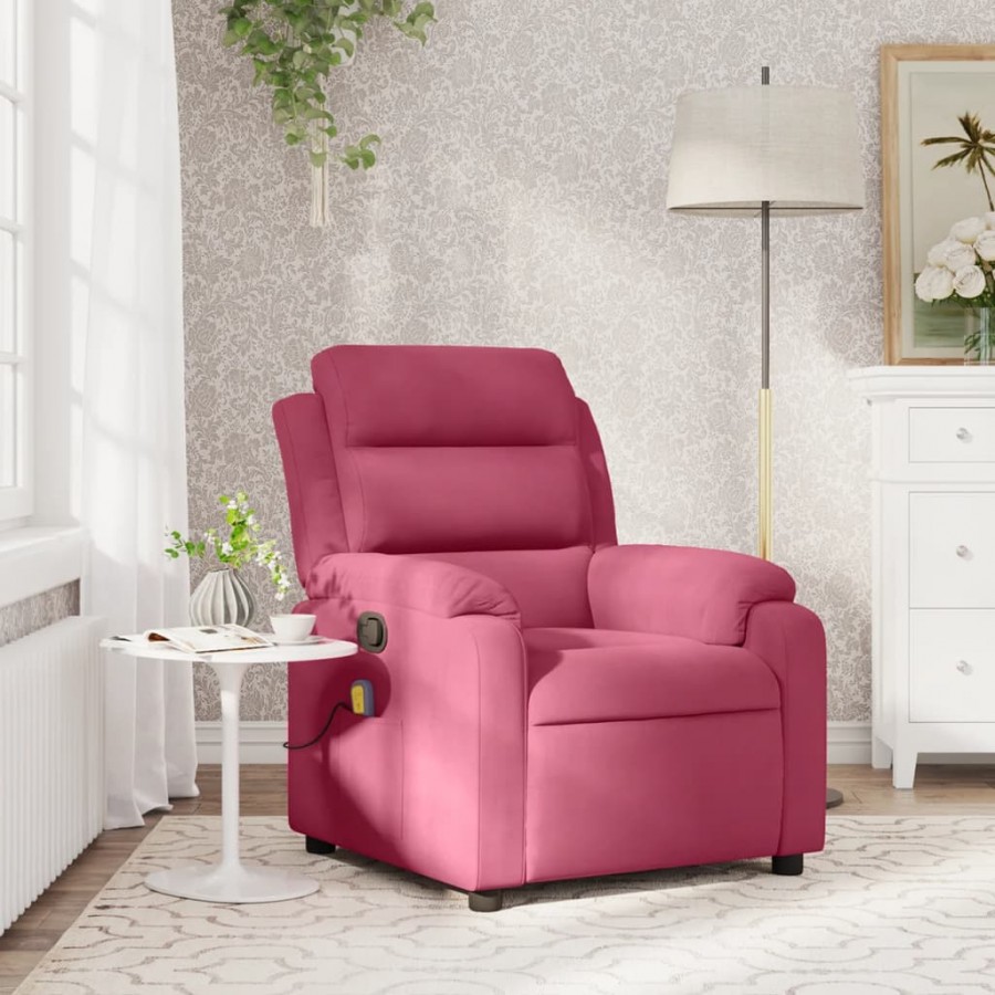 Fauteuil de massage inclinable rouge bordeaux velours