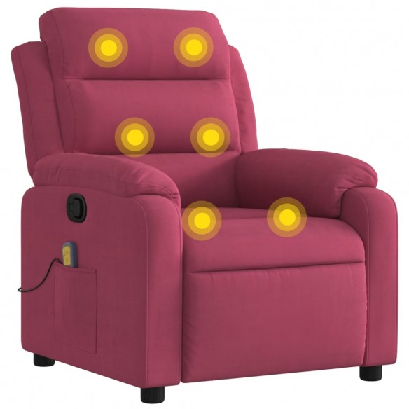 Fauteuil de massage inclinable rouge bordeaux velours