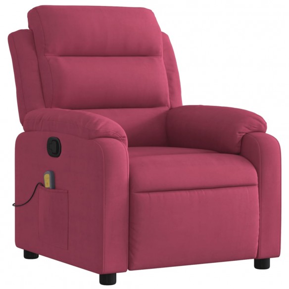 Fauteuil de massage inclinable rouge bordeaux velours