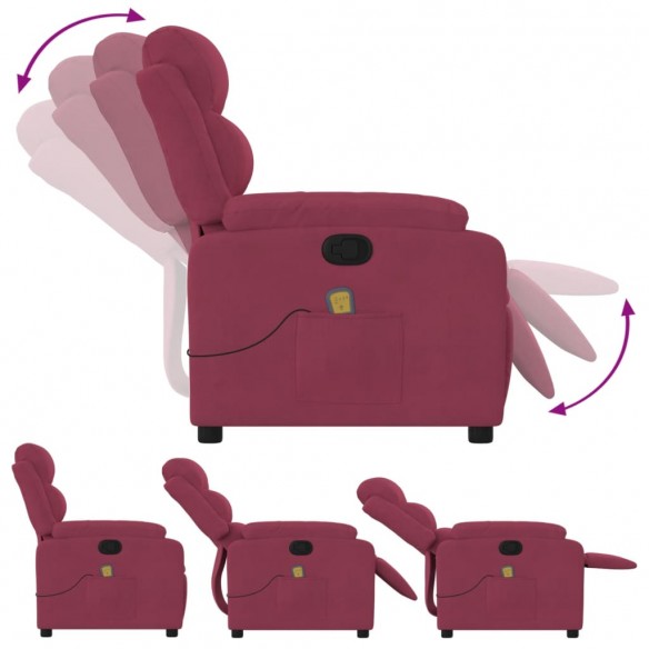 Fauteuil de massage inclinable rouge bordeaux velours