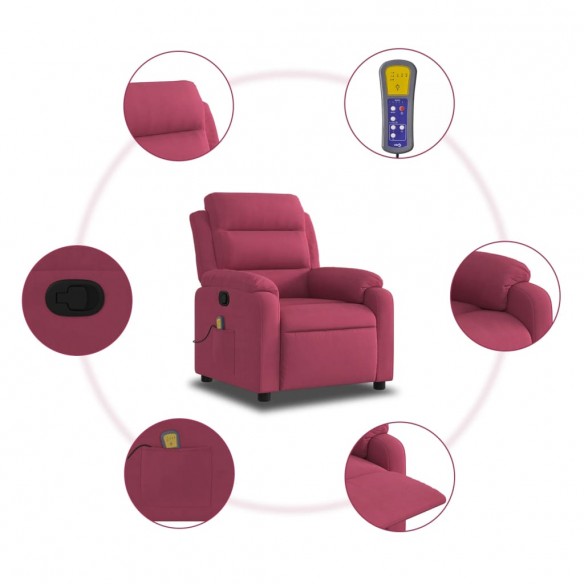 Fauteuil de massage inclinable rouge bordeaux velours