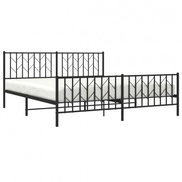 Cadre de lit métal avec tête de lit/pied de lit noir 183x213 cm