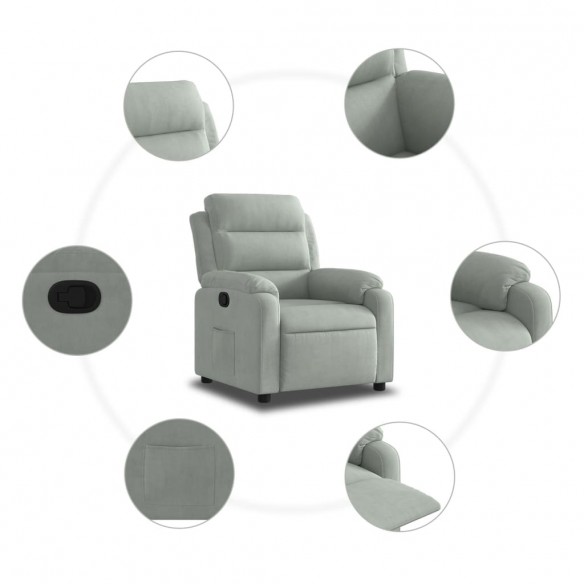 Fauteuil inclinable gris clair velours