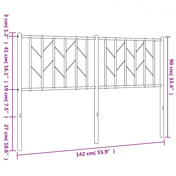 Tête de lit métal noir 135 cm