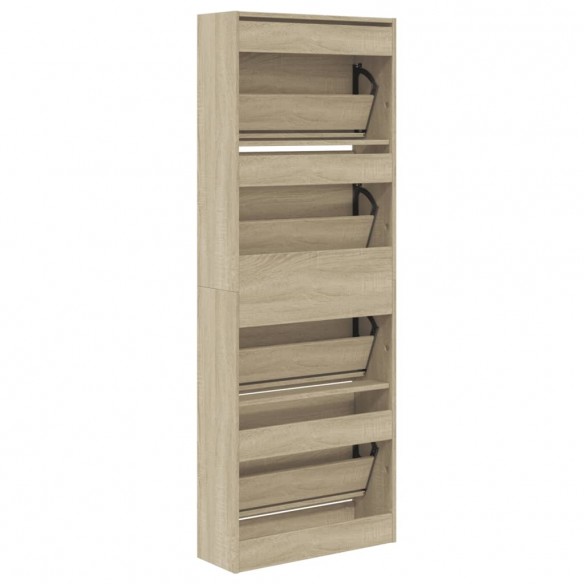 Armoire à chaussures chêne sonoma 60x21x163,5cm bois ingénierie