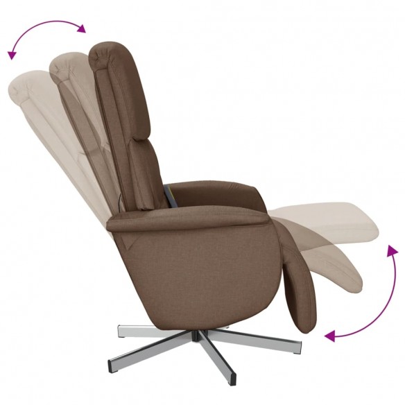 Fauteuil inclinable de massage avec repose-pieds marron tissu