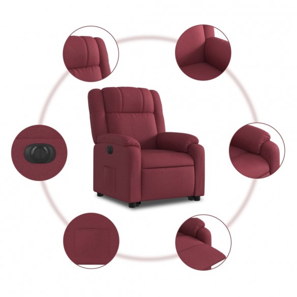 Fauteuil inclinable électrique rouge bordeaux tissu