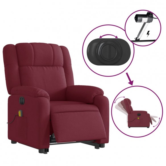 Fauteuil inclinable de massage électrique Rouge bordeaux Tissu