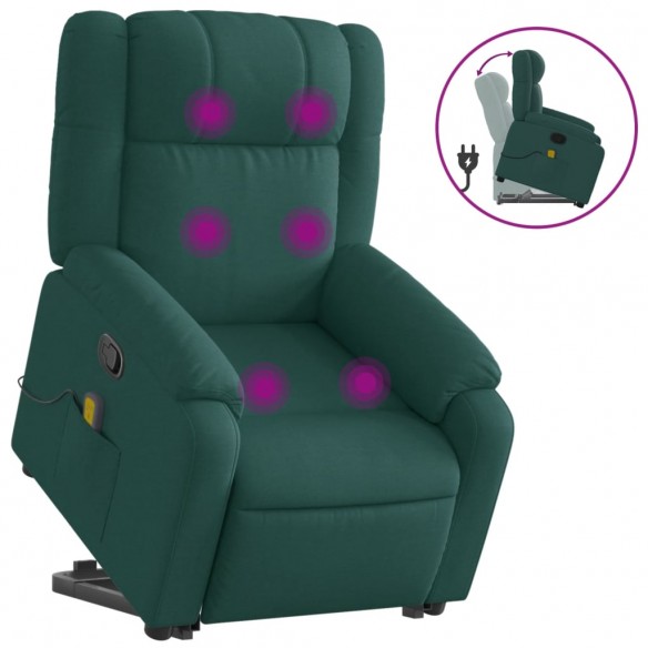 Fauteuil inclinable de massage Vert foncé Tissu