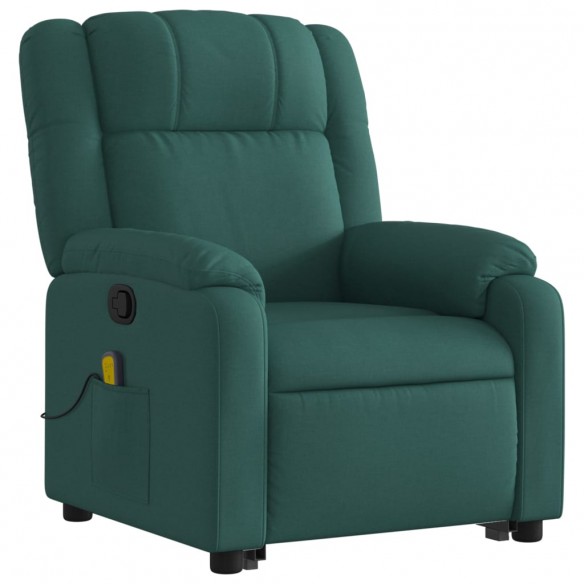 Fauteuil inclinable de massage Vert foncé Tissu