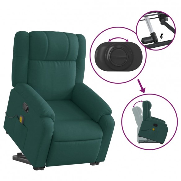 Fauteuil inclinable de massage Vert foncé Tissu