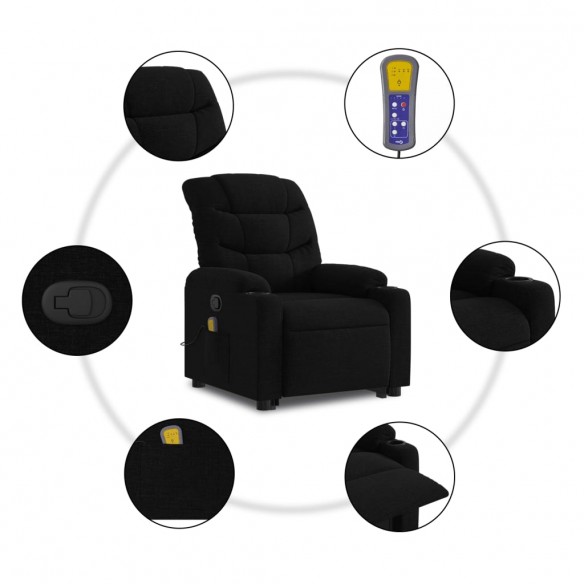 Fauteuil de massage inclinable Noir Tissu