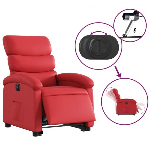 Fauteuil inclinable électrique rouge similicuir